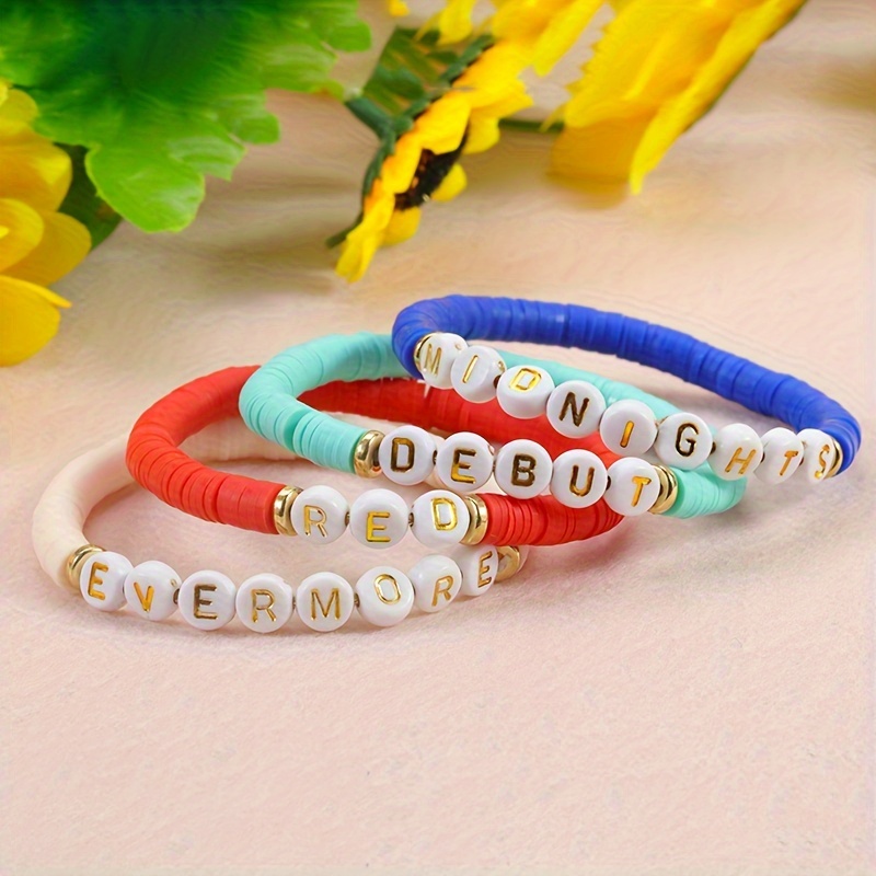 Letter Pattern Beads Beaded Bracelet With Colorful Soft Clay - Temu  Philippines