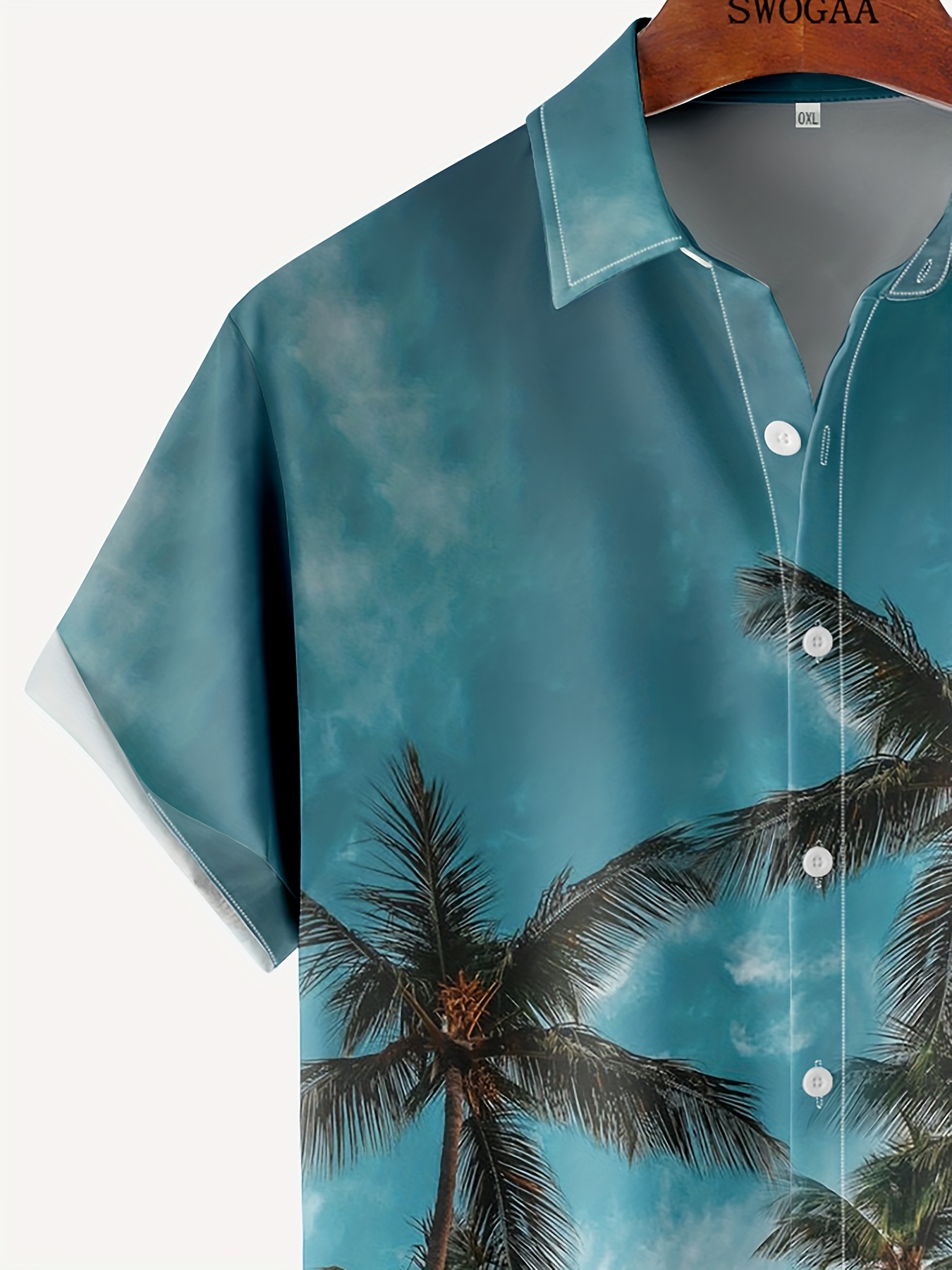 Coconut Tree Print Men's Casual Short Sleeve Hawaiian Shirt, Men's Shirt  For Summer Vacation Resort Best Sellers - Temu