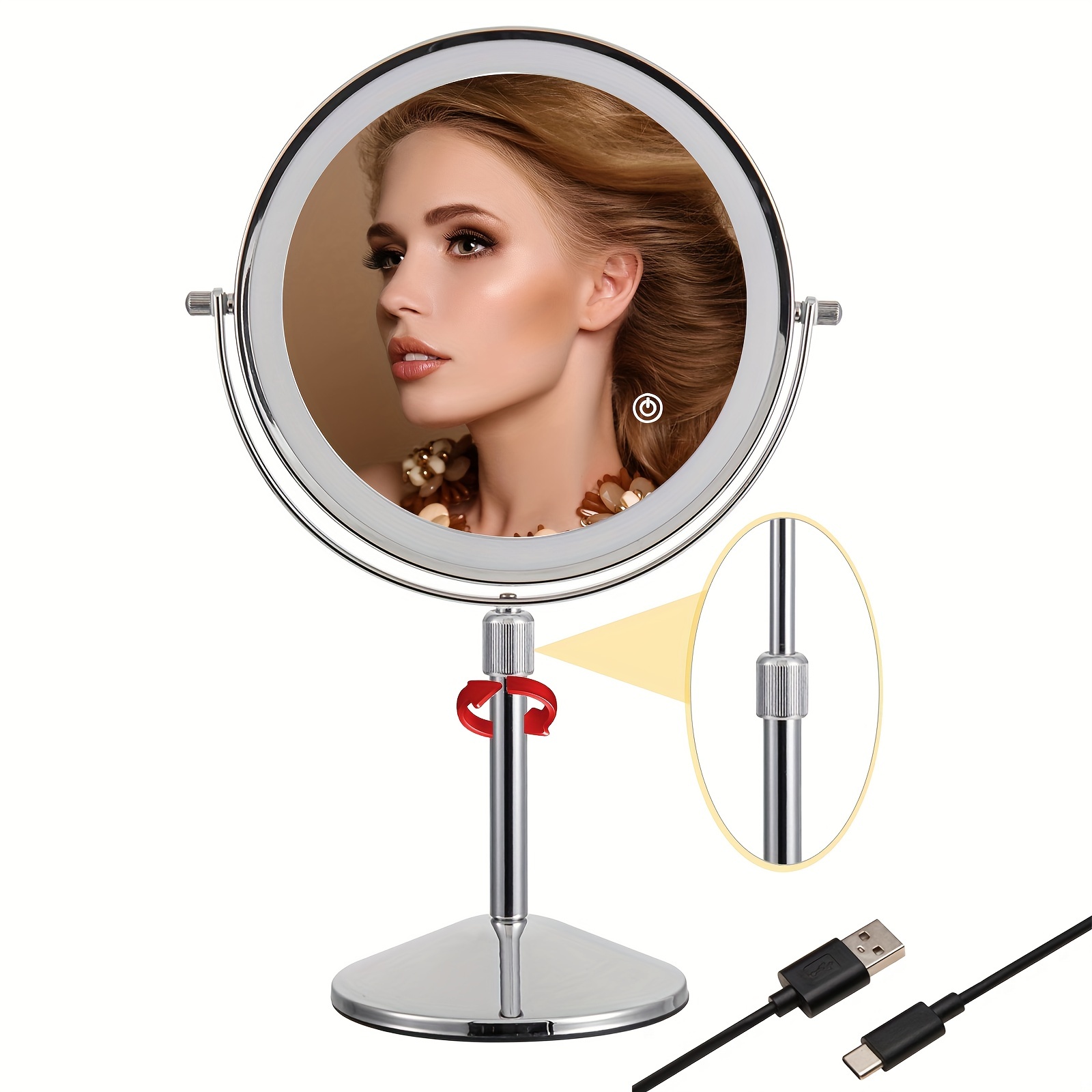 3 Way Led Self Haircut Mirror, Lighted Trifold 360 Mirror For  Cutting/styling Hair Shaving & Makeup, Hanging Beauty Mirror With  Adjustable Height Brackets, Holiday Gift Christmas Valentine's Day  Halloween Birthday Gifts 