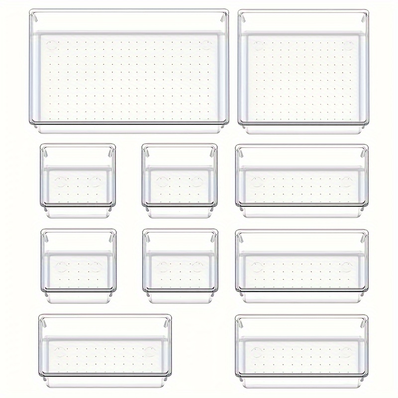 Clear Drawer Organizer 4 compartments Plastic Bathroom - Temu