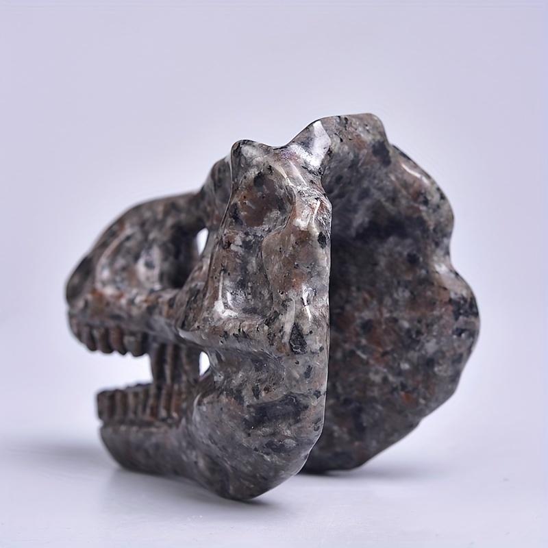 Natural Sodalite Flint Dinosaur Skull Carved Ornament Healing Crystal