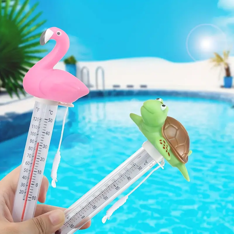 Flamingo And Turtle Floating Pool Thermometer - Large Size, Easy To Read,  Shatter Resistant, String Included - Perfect For Outdoor And Indoor  Swimming Pools And Spas - Cute And Aesthetic Design 