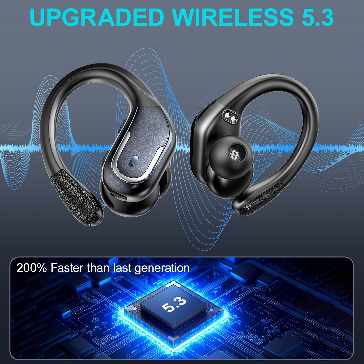 Auriculares inalámbricos, auriculares Bluetooth 5.3 con 4 micrófonos,  auriculares intraurales de graves profundos, cancelación de ruido ENC
