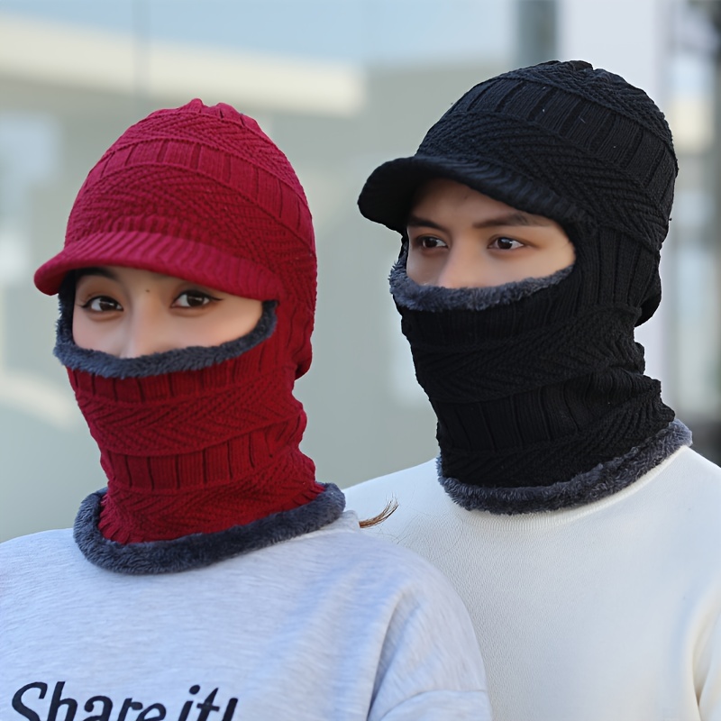 Chapeau Cagoule Chaud Unisexe Bonnet Masque et Cache-Cou avec