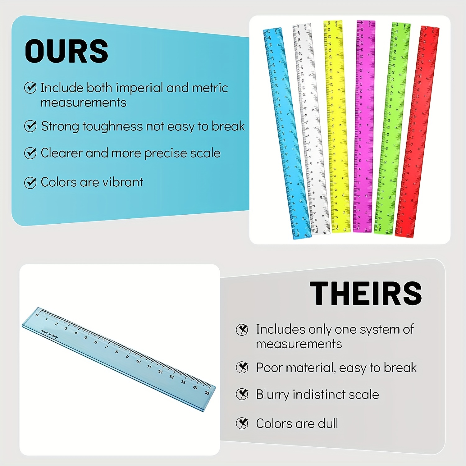 7 Pack Clear Rulers, Plastic Ruler 12 inch Transparent Straight Ruler with  Centimeters and Inches, Kids Rulers Bulk for Student Kids Classroom School