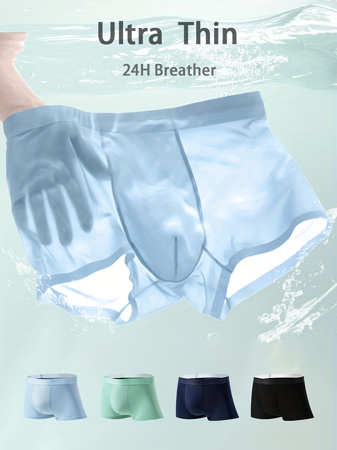 Men's Ice Silk Cool Boxer Briefs Breathable Comfy Sweat - Temu