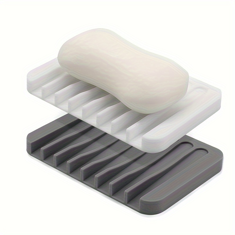 4pcs Home Bathroom Non-slip Silicone Soap Holder Hollow Drain Soap