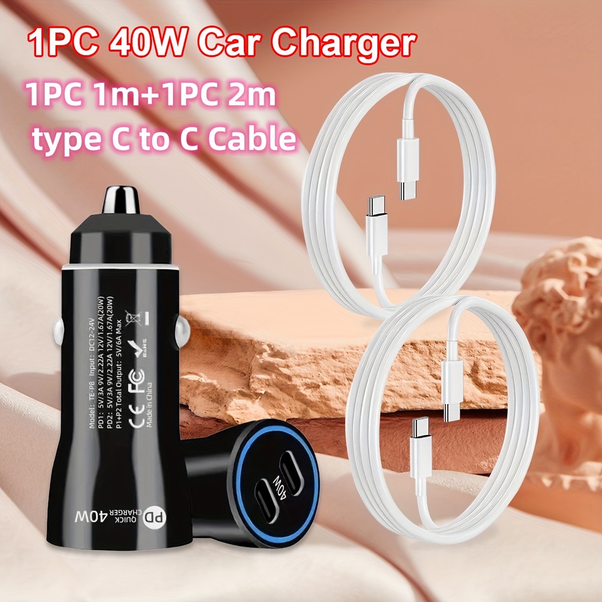 Schnelles Autoladegerät mit Typ-C-USB-Anschluss für Auto und