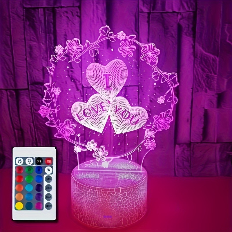 

1pc Valentine's Day Love Night Light, Usb Power, Led Night Light, 16 Color Remote Control Atmosphere Light