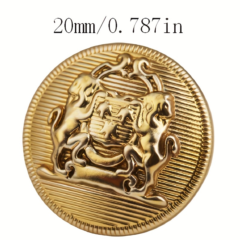 10pcs British Style Metal Double Lion Hand Sewing Coat Buttons