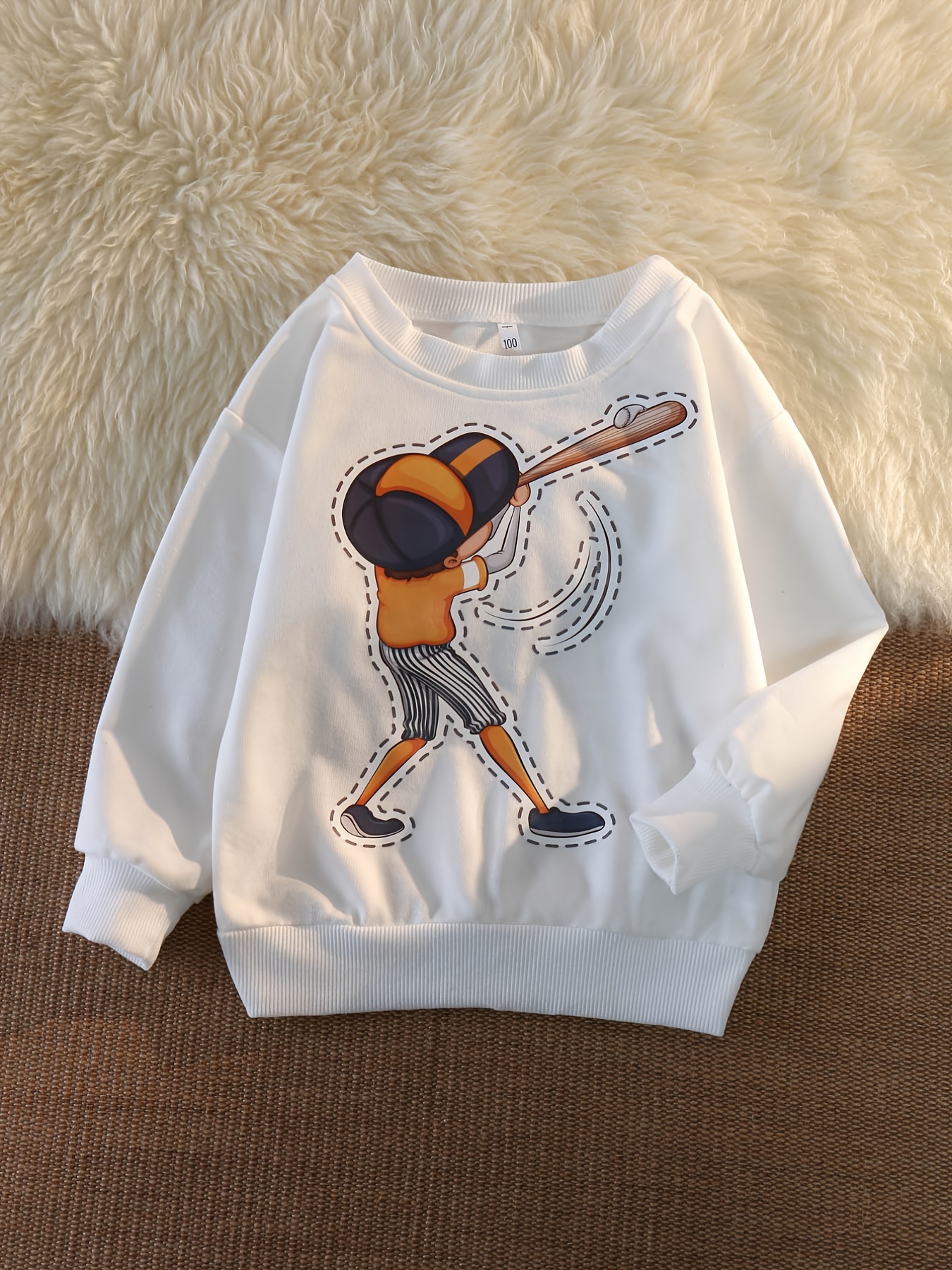 Boys Cute Cartoon Print Round Neck Long Sleeve Pullover Clothes - Kids'  Fashion - Temu Ireland