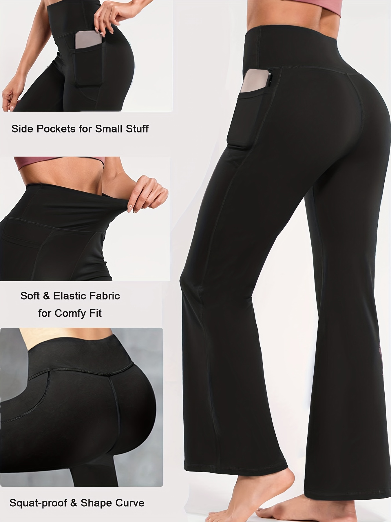 Womens Flare Leggings Tummy Control Elastic High Waist Pants Baggy Casual  Bell Bottom Pants Workout Yoga Leggings : : Clothing, Shoes 