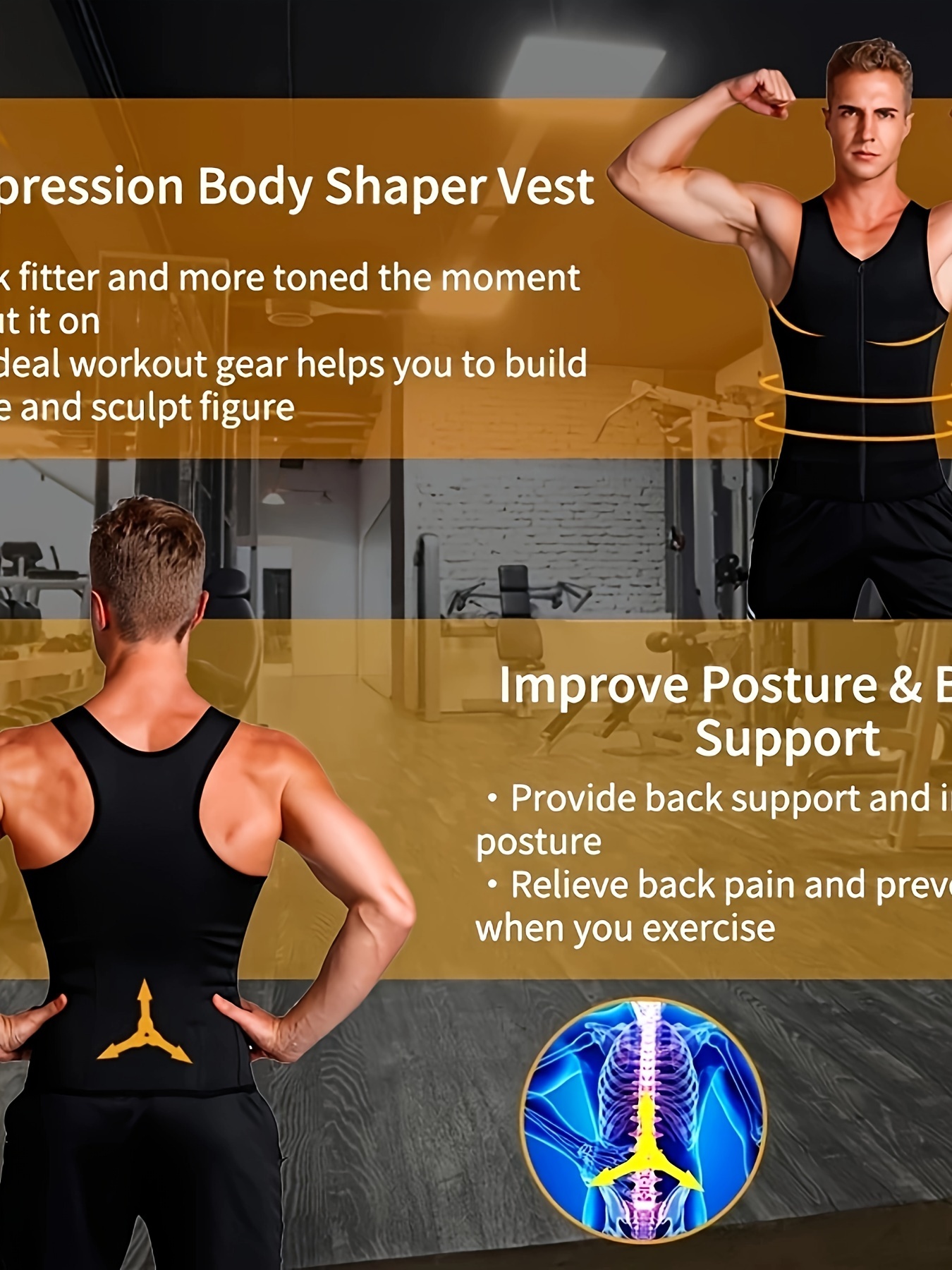 Men Shapewear Slimming Body Shaper Compression Shirt Zipper - Temu