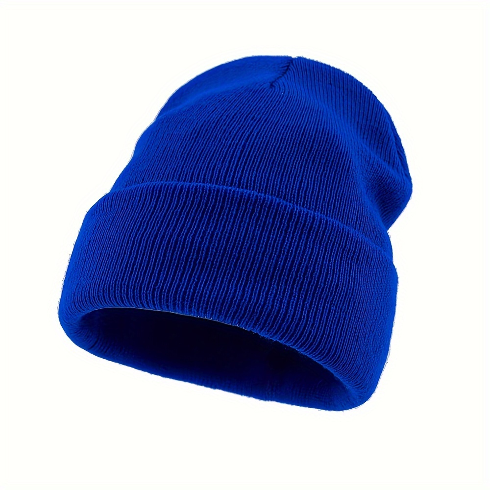 Acheter Bonnet tricoté de couleur unie pour homme, chapeau d'hiver