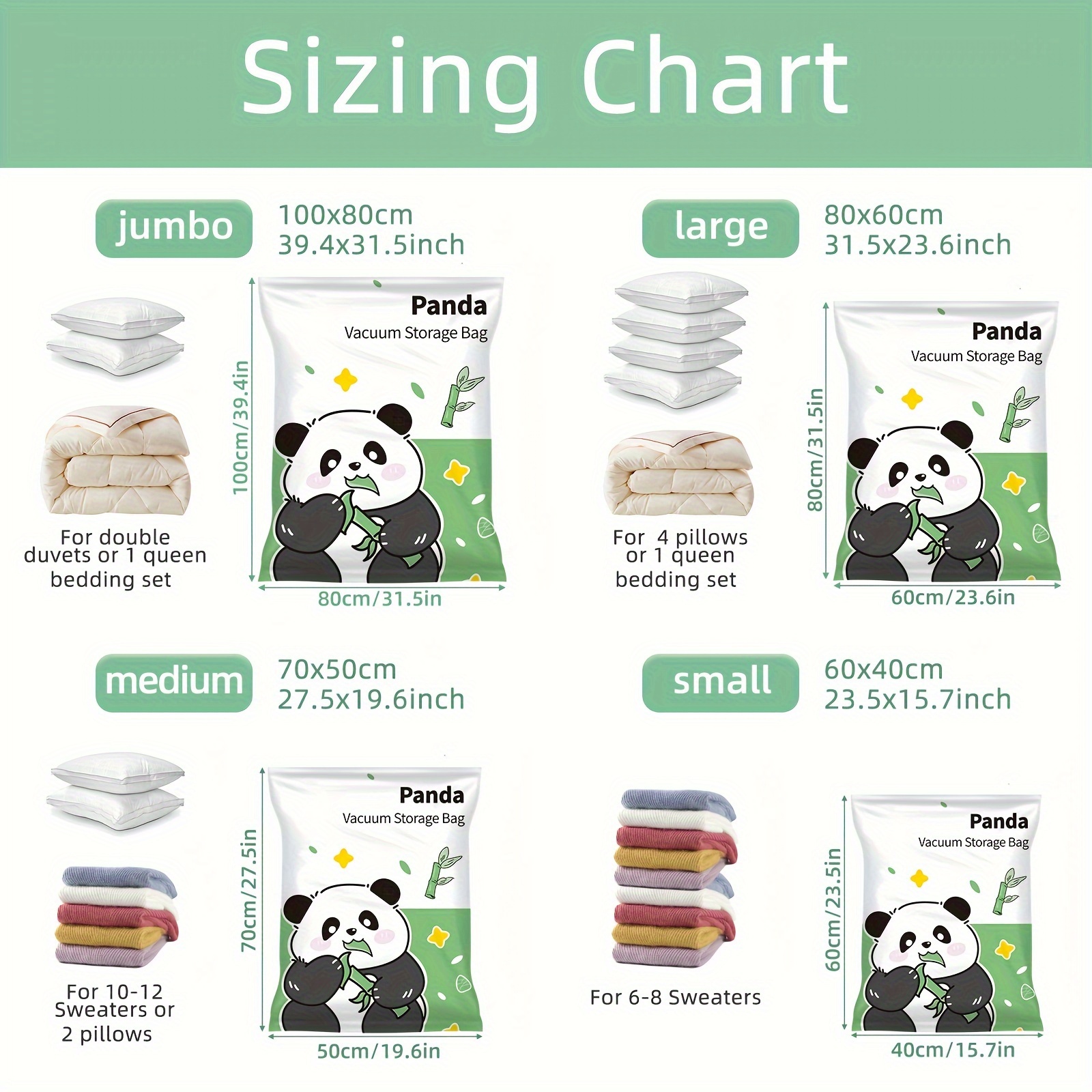 Cute Panda Vacuum Compression Storage Bag, Sealed Moving Bag For