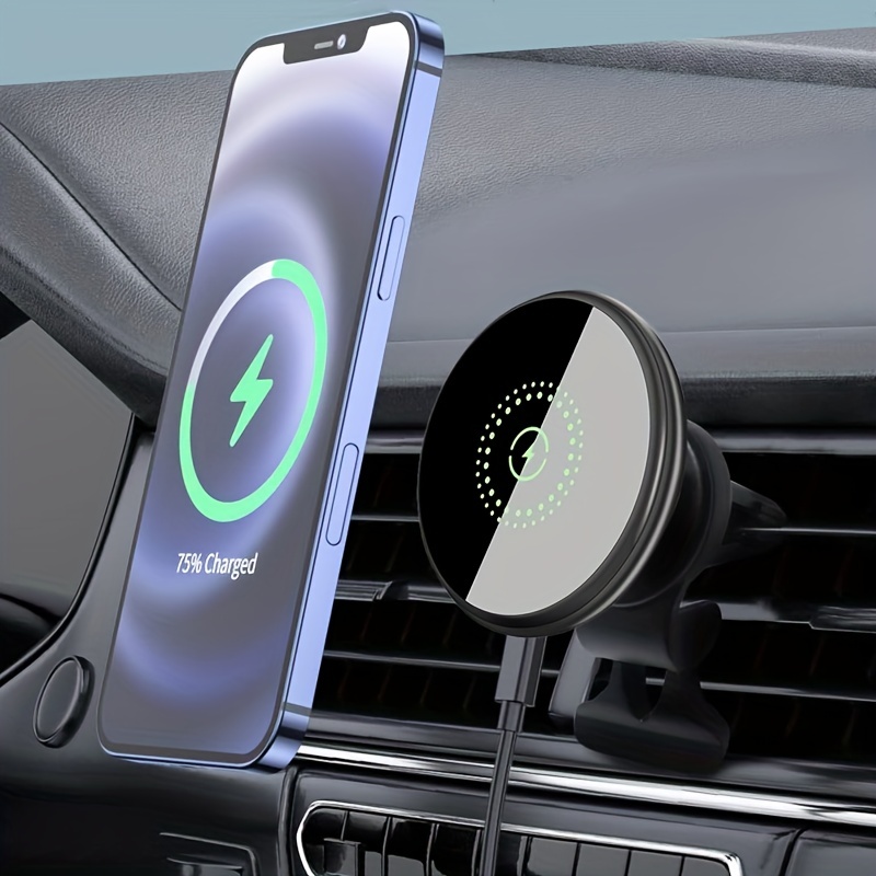 Soporte magnético, compatible con Magsafe iPhone12/13, con cargador carga  rápida inalámbrico Qi para coche. Función