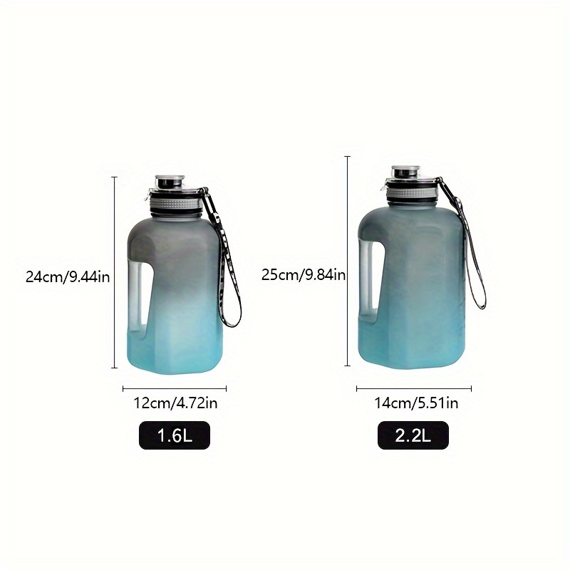 2.2L Large-capacity Water Bottle with Time Marker Portable Fitness Sports Water  Jug Gradient Color Outdoor Exercise Water Cup