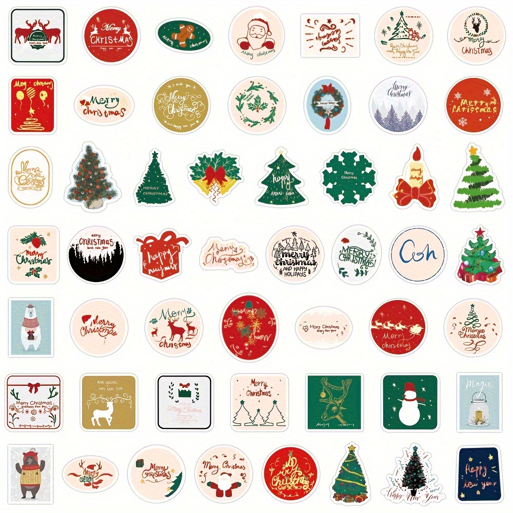100PCS Christmas Theme Stickers Non-Repeating Vinyl Waterproof Holiday  Stickers