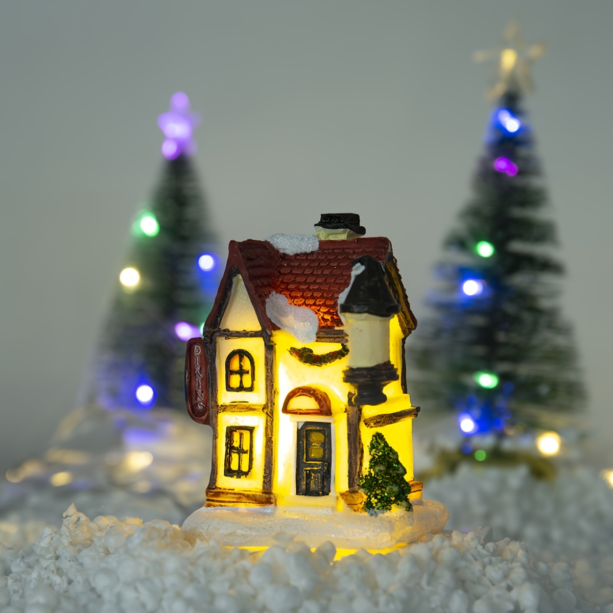 Christmas House Miniature Ornaments Battery Operated Light Up