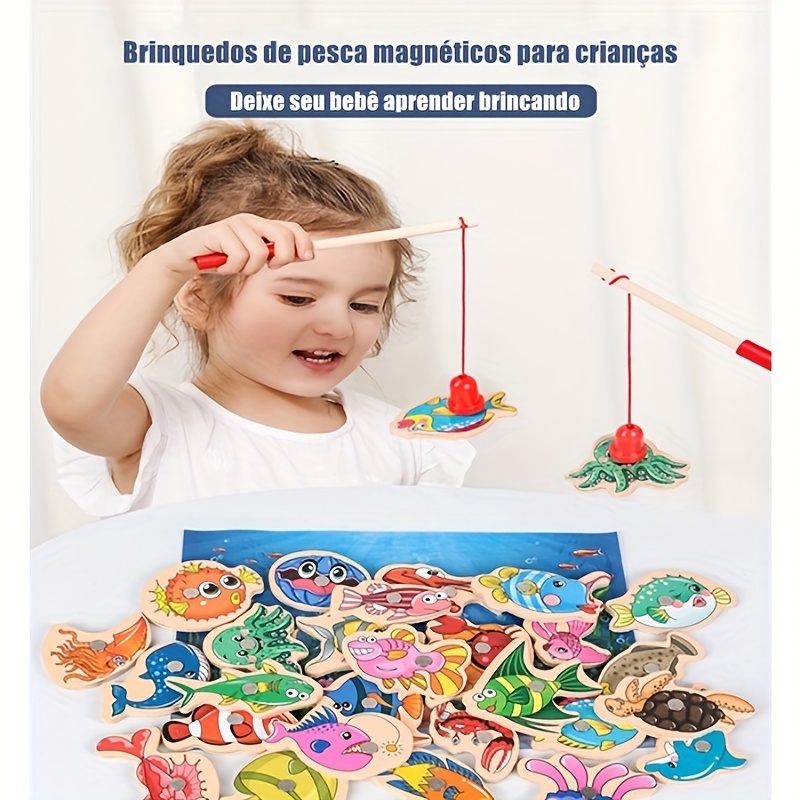 Montessori Toddler Fishing Game Kids Wooden Magnetic Fishing - Temu Canada