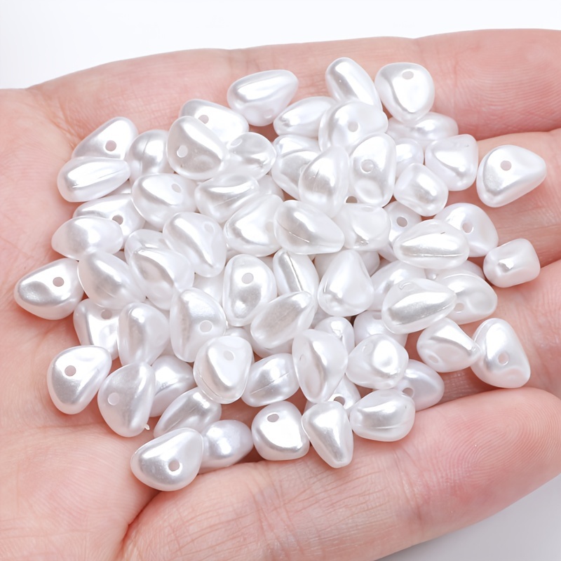 White Teardrop Shape Imitation Pearl Acrylic Loose Beads For - Temu