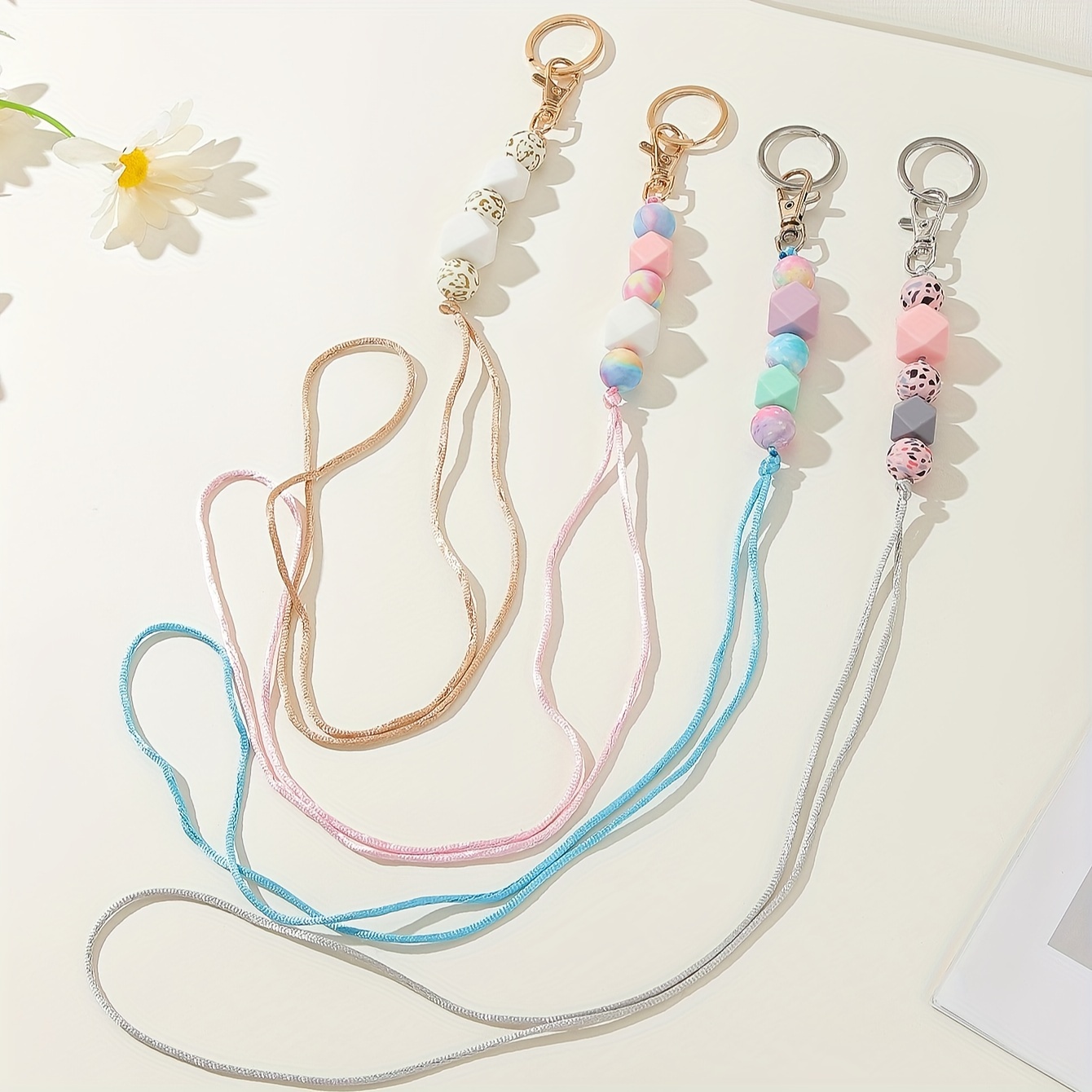 Cute Floral Lanyards for Id Holder,id Card Holder with Beaded