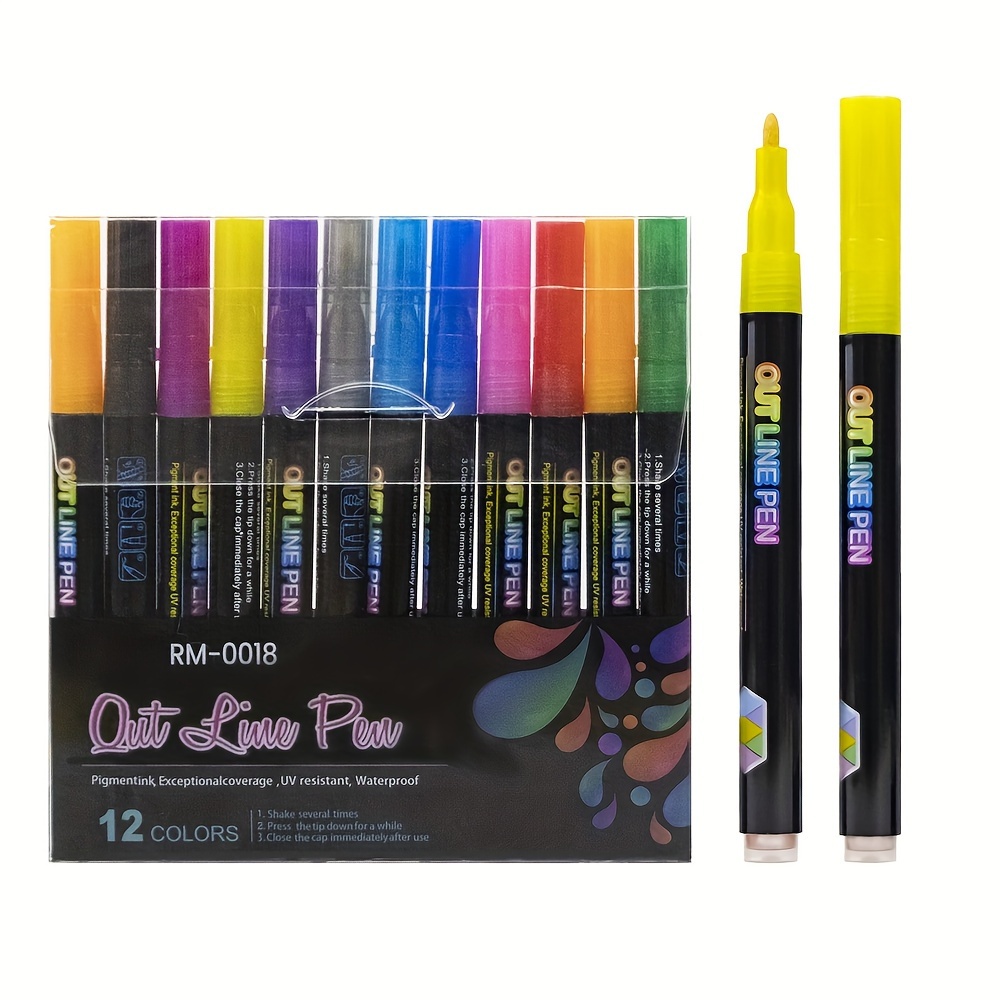Shimmer Marker Outline Marker Set Glitter Gel Double Line Outline Pen Sparkle  Markers Colorful Art Pens For Scrapbooking Drawing - Office & School  Supplies - Temu