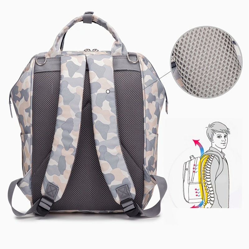 Achetez ZS9010 Grande Couches Sac à Dos Pour Bébé Sac à Couches Bébé Maman  Papa Sac à Dos de Voyage Avec Poches de Bouteille Thermique Isolées et  Sangles de Poussette - Gris