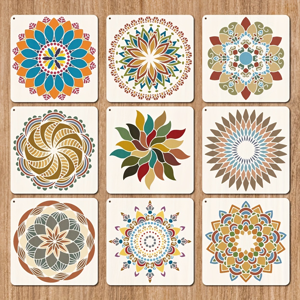 1PC Mandala Stencil Template Large 11.8x11.8 Inch Plastic Reusable Square  Stencils Sign Home Decor for Painting on Wood Wall Scrapbook Card Floor  Drawing 