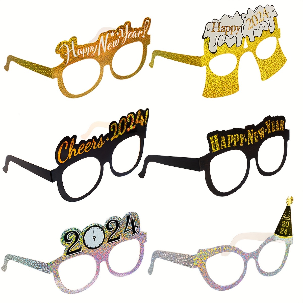 6pcs Marco Gafas 2024 Decoración Fiesta Año Nuevo Gafas - Temu Chile