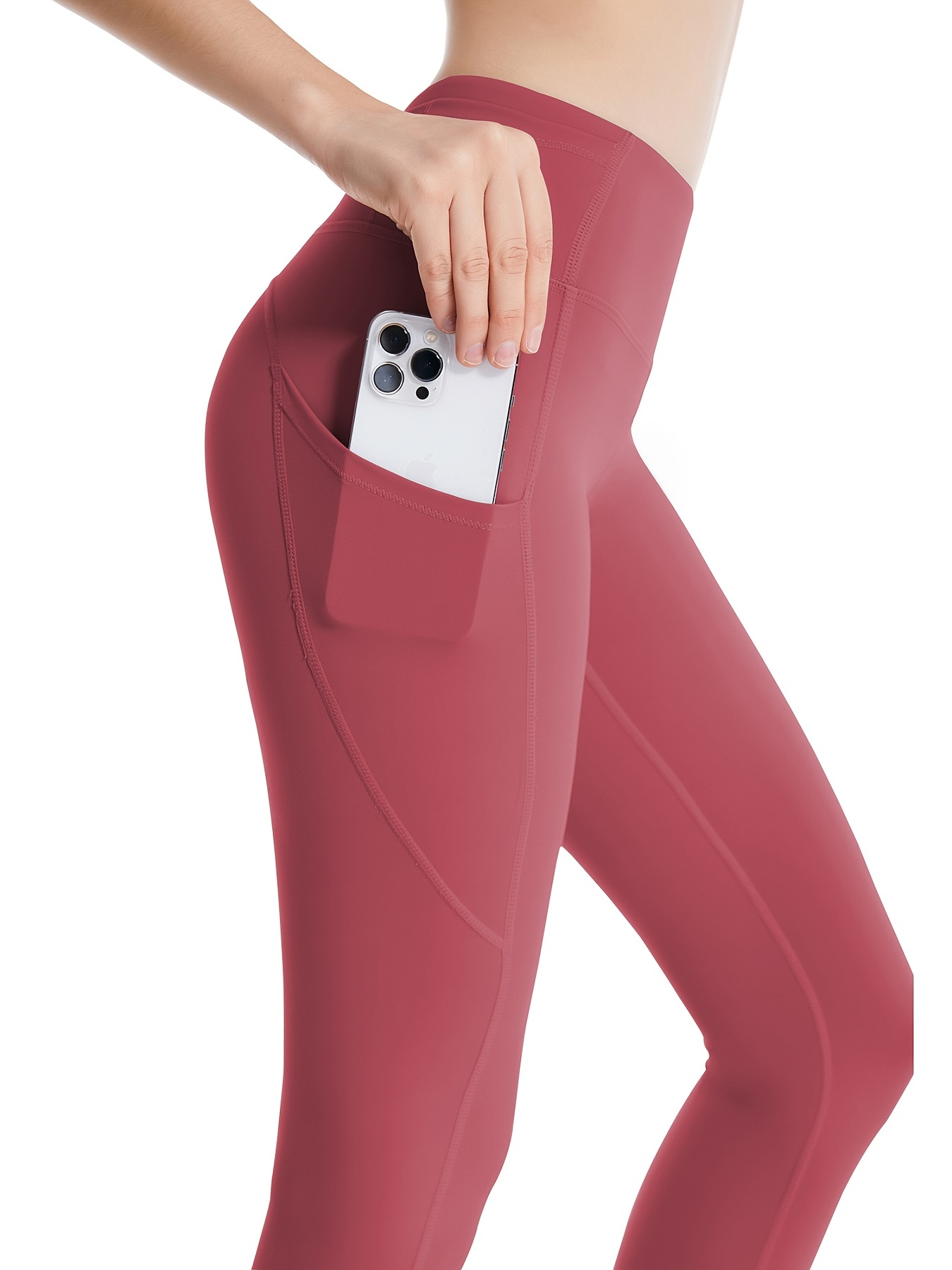 Solid Color Comfort Leggings High Waist Breathable Fitness - Temu
