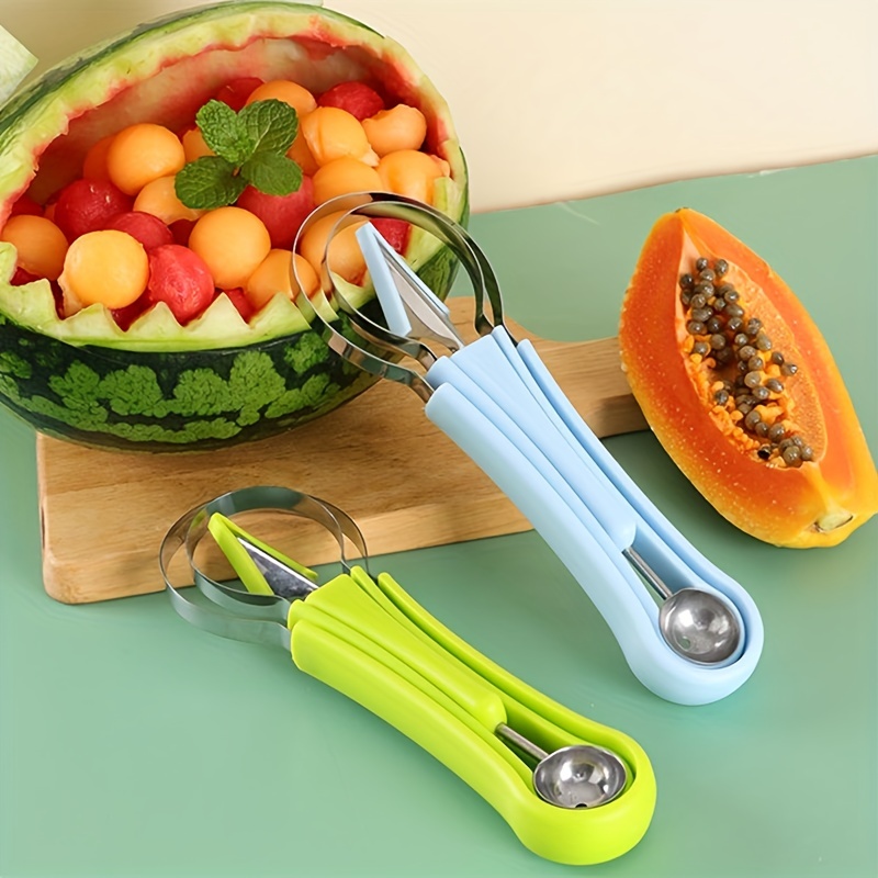 

1pc New 4in1 Fruit Tool Three-in-one Watermelon Ball Digger Shape Carving Knife Fruit Cutter Set