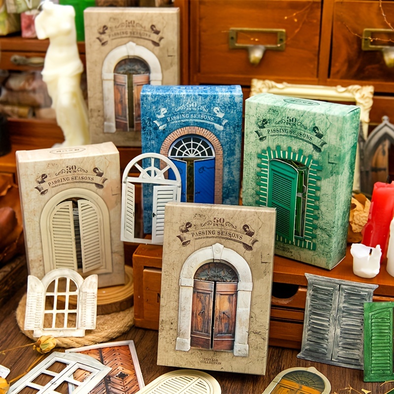 

50pcs Hollow Door And Window Collage Card Set Aesthetic Materials Books Garbage Diaries Scrapbooks Planners Diaries Diy Manual Collages