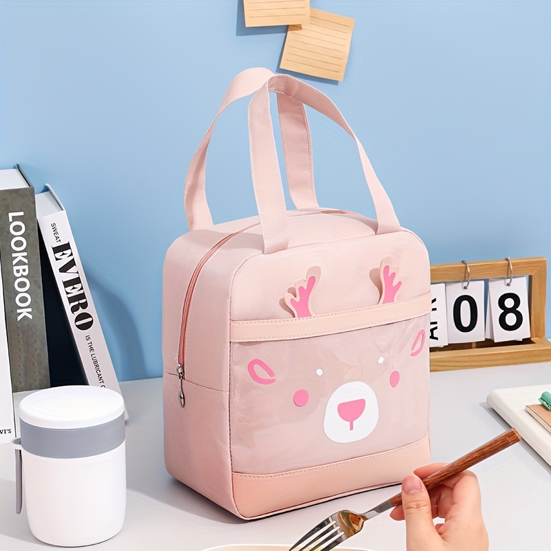 Christmas Deer Lunch Box Bag Waterproof Insulated Picnic Bag