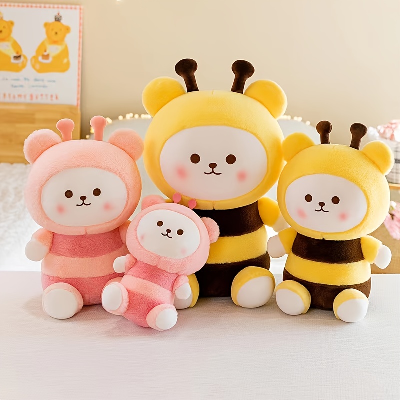 TONGSONG Cute Pillow Plush Bee Stuffed Animal Stuff Honeybee Plush Pillow  Honey bee Toys Kawaii Soft Bumble Bee Pillow Hugging Stuffed Bumblebee Gift