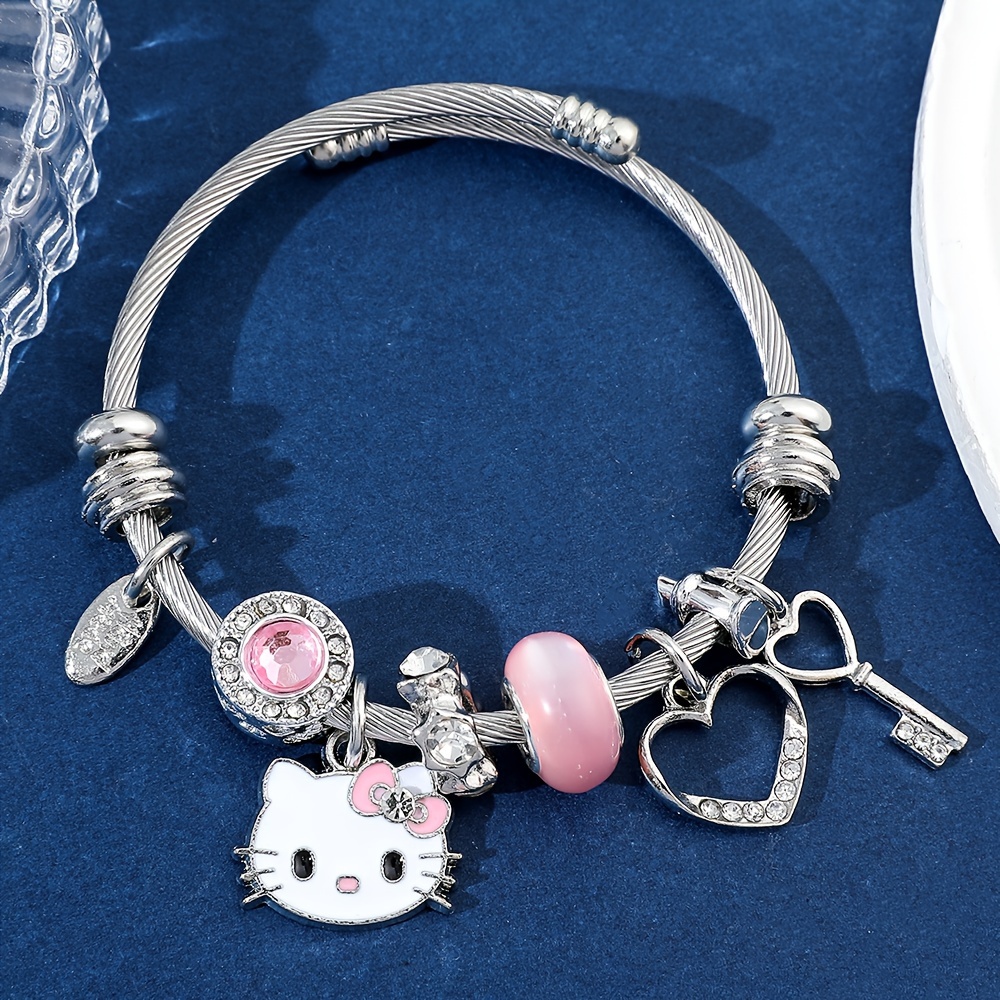 Hello Kitty Bracelets for Kids Kawaii Cute Sanrio Bangle Charms Kt