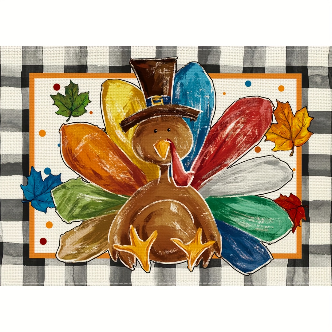 Thanksgiving Day Dish Drying Mat Washable Drying Mat Turkey Dish