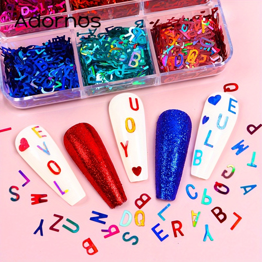 English Letter Resin Sequins Holographic Epoxy Resin Shaker - Temu