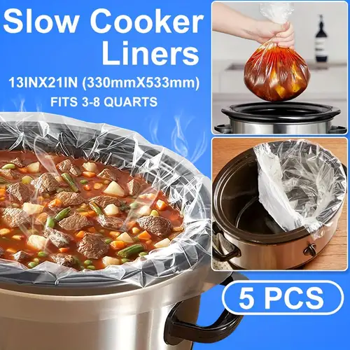 Kitchen Collection Crock Pot Slow Cooker Liners, Clear, 13 x 21 x 4, 7-8 qt - 10 bags