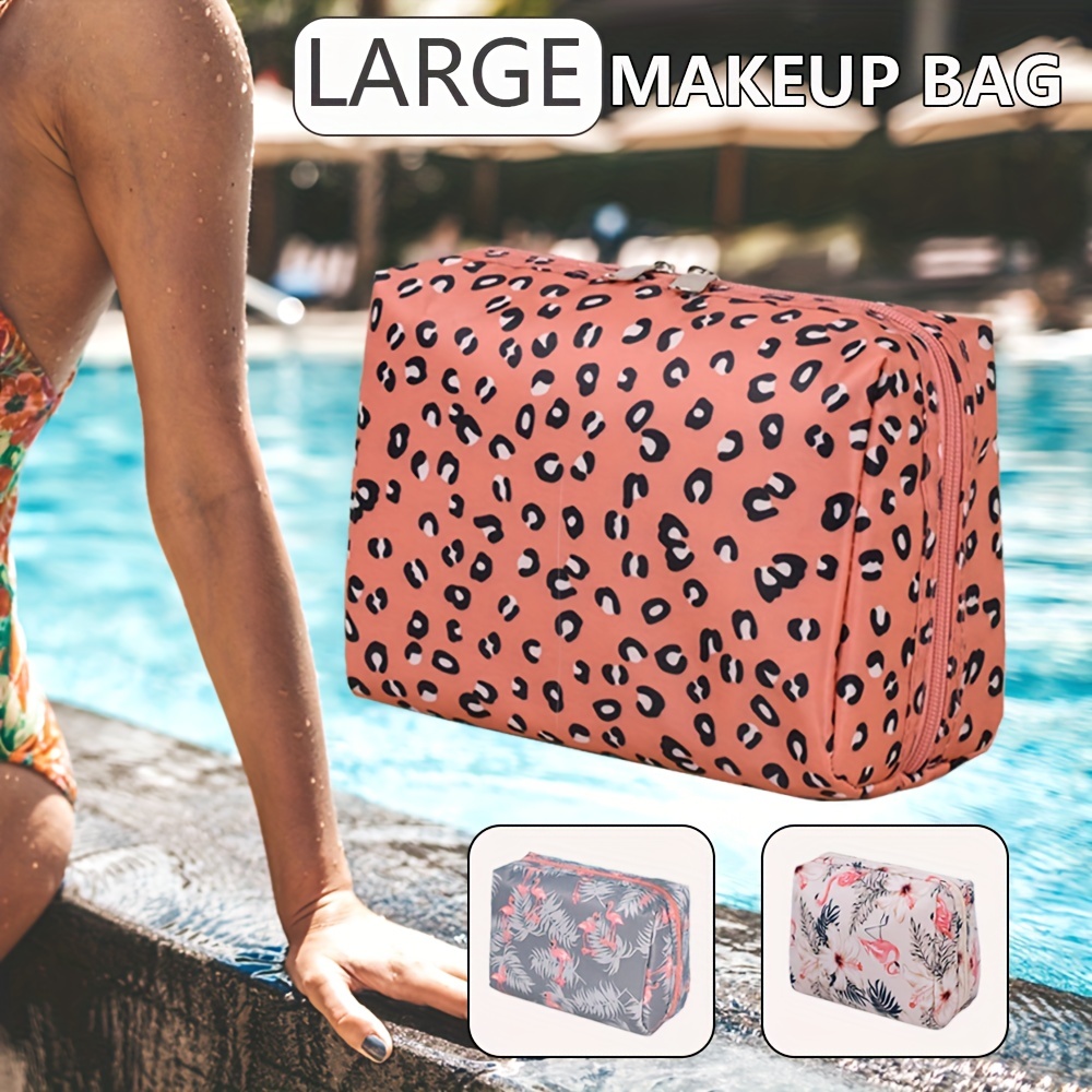 Stylish Leopard Pattern Makeup Bag Zipper Versatile Toiletry - Temu