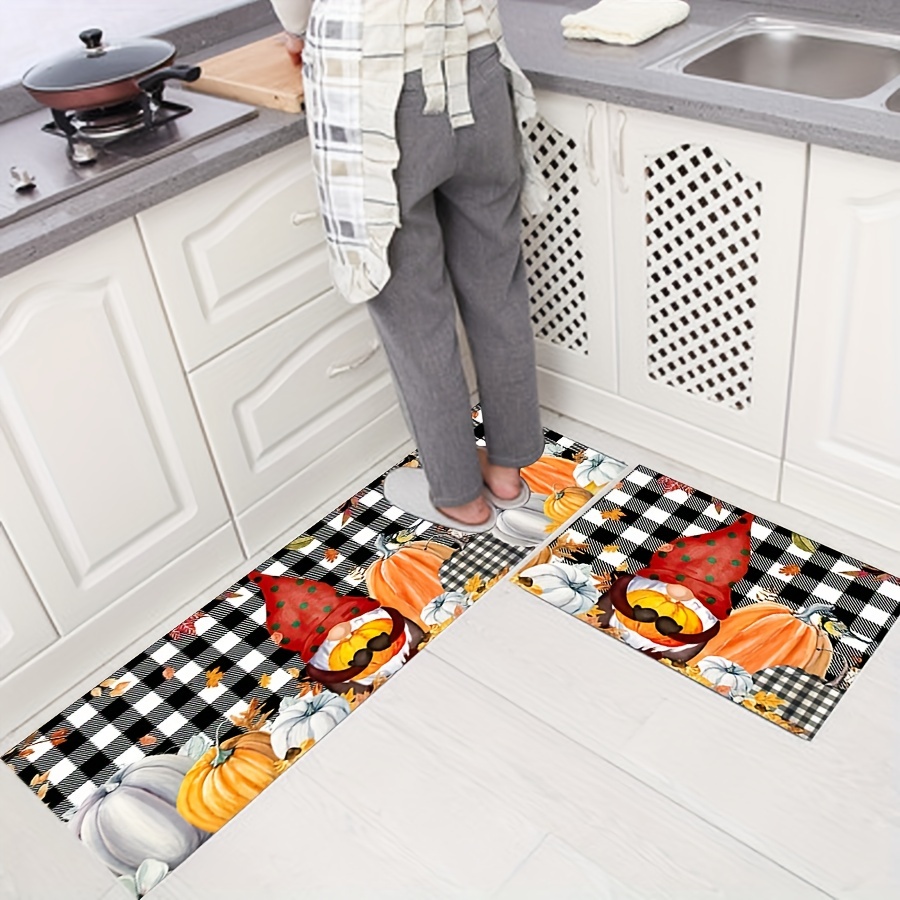 Autumn Pumpkin Print Floor Mat, Thanksgiving Pumpkin Maple Leaf Harvest  Fall Kitchen Rugs, Farmhouse Anti Fatigue Kitchen Carpet, Anti-skid  Washable, Kitchen Dining Room Floor, Small Office/home Office Sink Laundry  Room Decoration Carpet