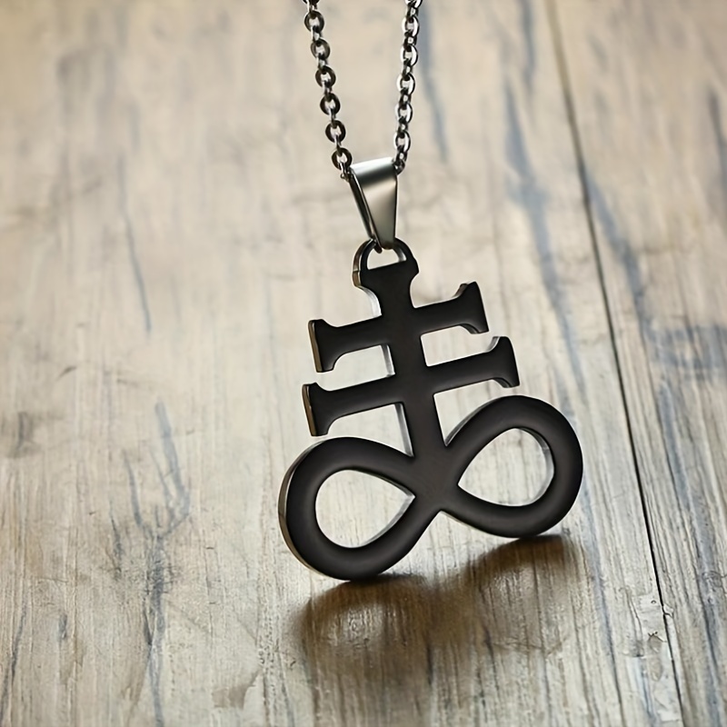 Image of Classic Leviathan Cross Pendant Necklace Men's Personality Jewelry High Quality Stainless Steel Amulet