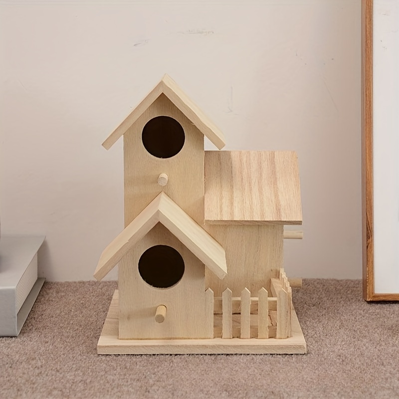 Casa nido de pájaros artesanal de madera para colgar verde – Evócalo