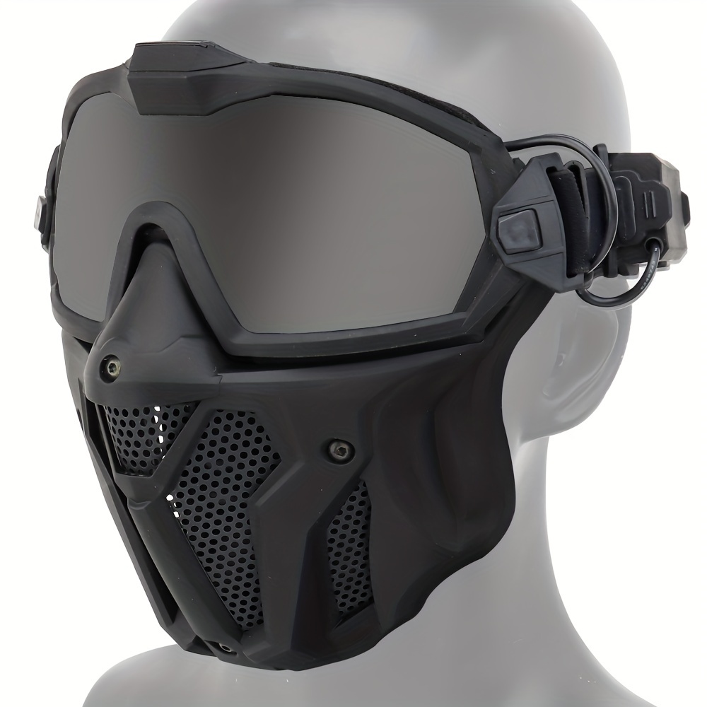 Máscara táctica de media cara + juego de gafas desmontables caza militar  Airsoft Paintball Full Face Protec