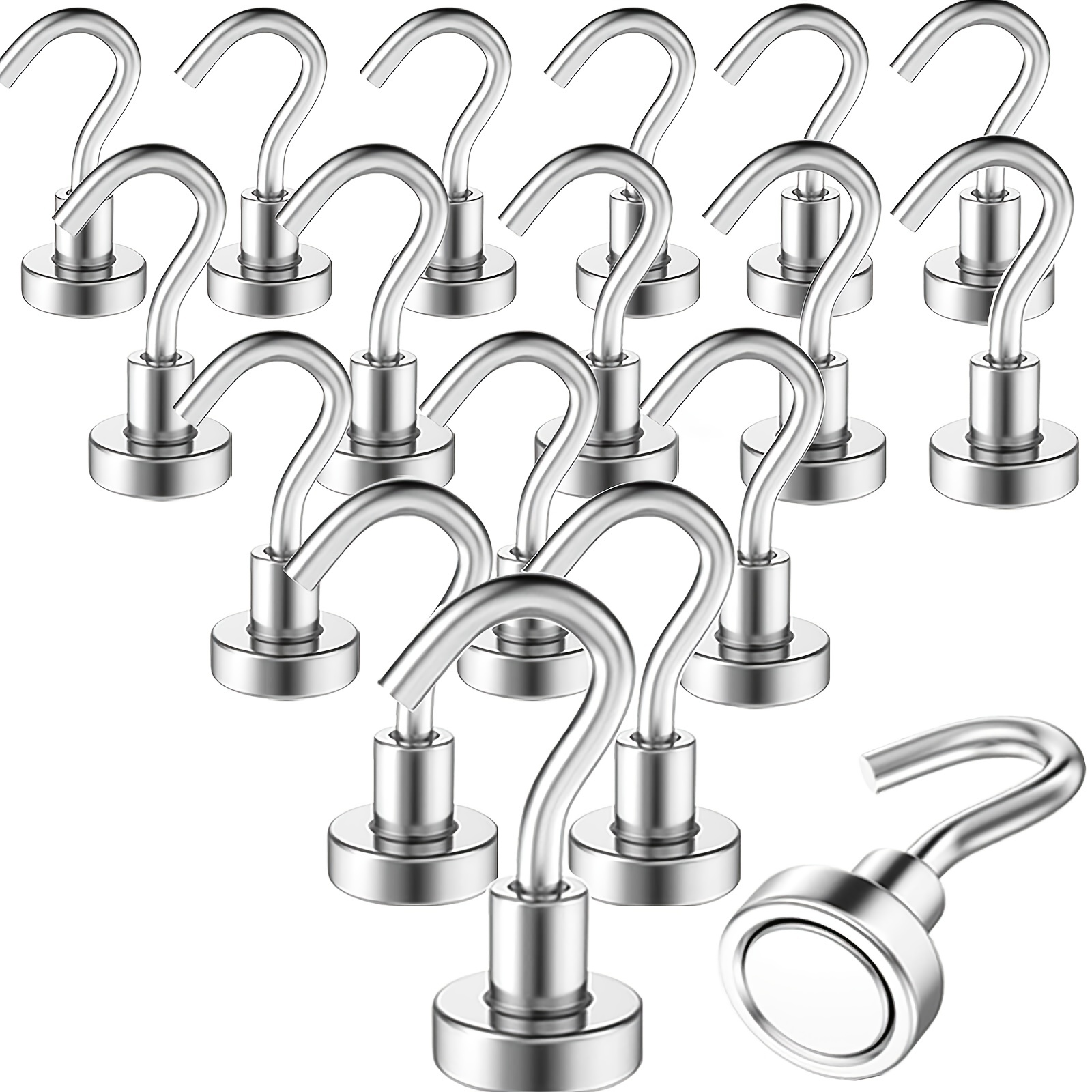 18pack Neodymium Magnetic Hooks 25lbs Heavy Duty for Cruise Camping Grill Fridge Garage Wall