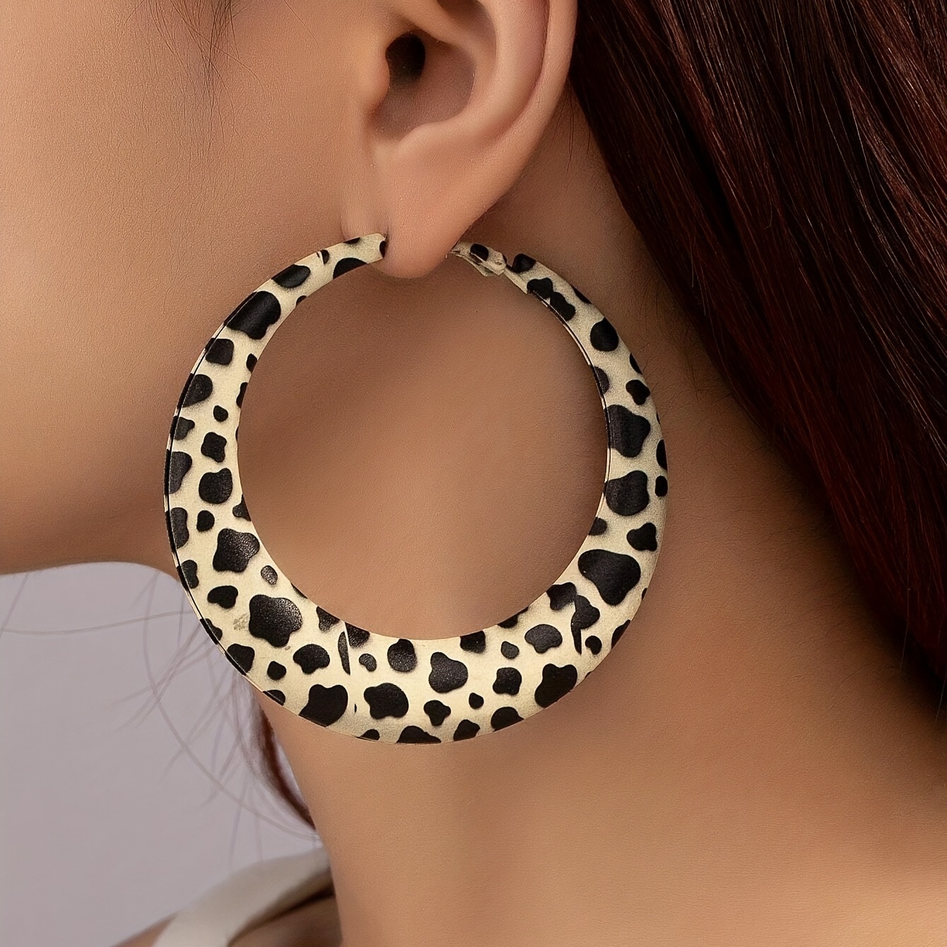 Hot Pink Leopard Pattern Hoop Earrings for Casual Style