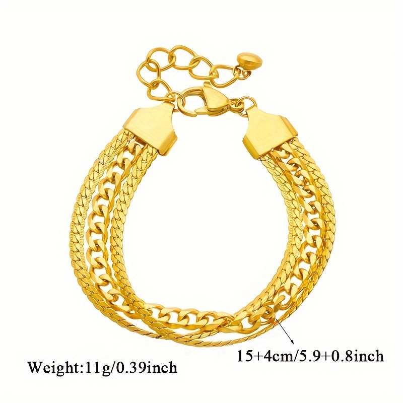 Gold Three's a Party Triple Chain Bracelet