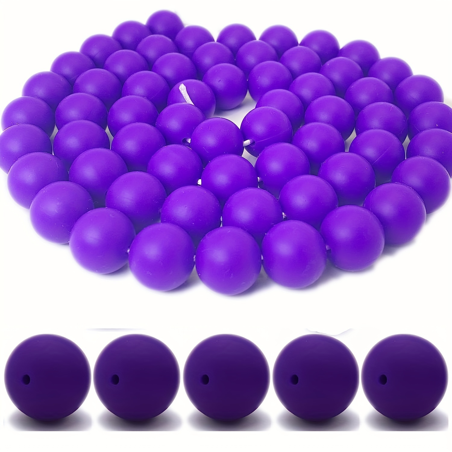 Silicone Round Beads Rubber Focal Loose Beads Kit Bulk - Temu