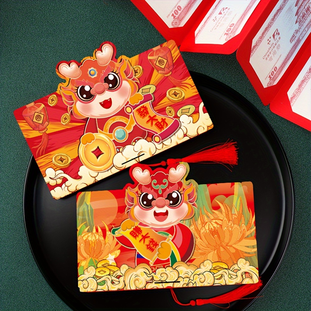 6 fentes Enveloppe rouge Décorations du Nouvel An chinois Dragon