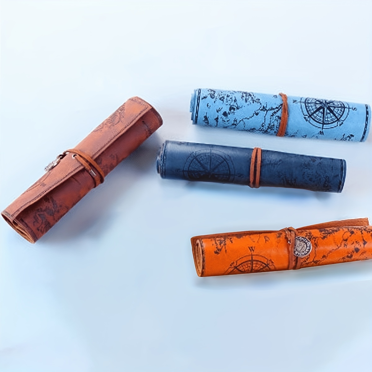 Creative Treasure Map Retro Pencil Case Leather Large - Temu